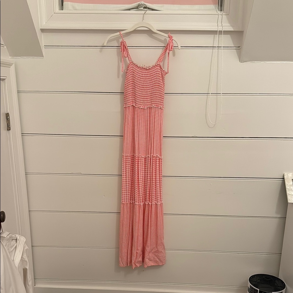 Red Gingham Maxi Dress